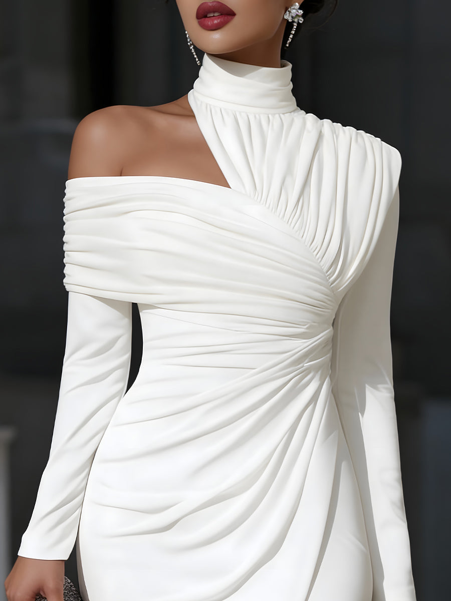 Women's Evening Maxi Dress | One Shoulder & Asymmetric Draped Design
