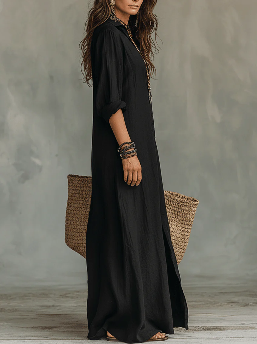 Women's Maxi Dress | Long Sleeve & Side Split
