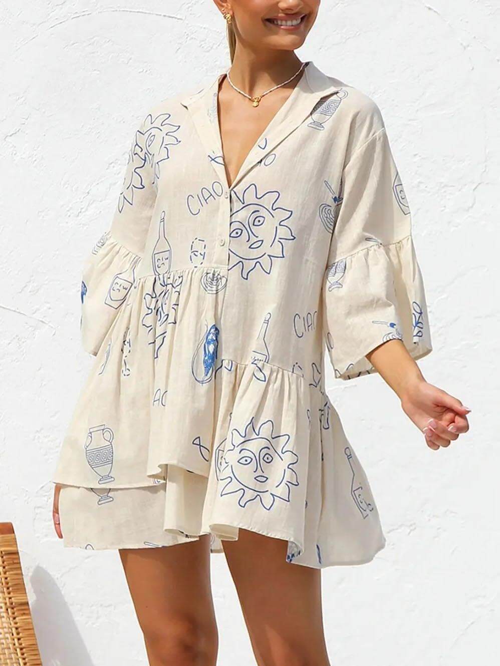 Women's Mini Sundress | Tiered & Novelty Print