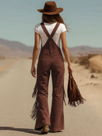 Women's Wide Leg Jumpsuit | Boho Fringe & Flare Dungaree Style