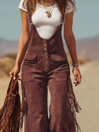 Women's Wide Leg Jumpsuit | Boho Fringe & Flare Dungaree Style
