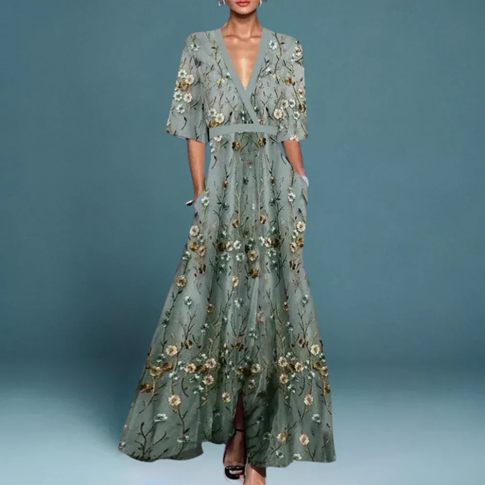 Wrap Maxi Dress Women's | Elegant Floral Design & Timeless Style